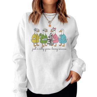 Microbiology Silly Goose Science Teacher Microscope Women Sweatshirt - Thegiftio UK