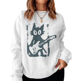 Gato Tocando La Guitarra Rocktar Rock And Roll Hombres Es Niños Sudadera Mujer - Regaloses