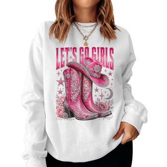 Lets Go Girls Western Country Graphic Cowgirl Women Sweatshirt - Thegiftio UK