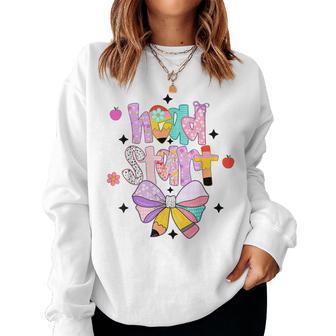 Groovy Head Start Preppy Coquette Bow Headstart Teacher Life Women Sweatshirt | Seseable UK