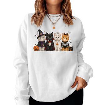 Halloween Cat Witch Scary Kittens Pumpkin Kids Women Sweatshirt - Thegiftio UK