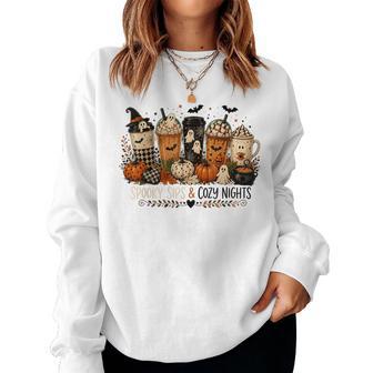 Halloween Coffee Ghost Spooky Cozy Autumn Fall Women Women Sweatshirt - Thegiftio UK