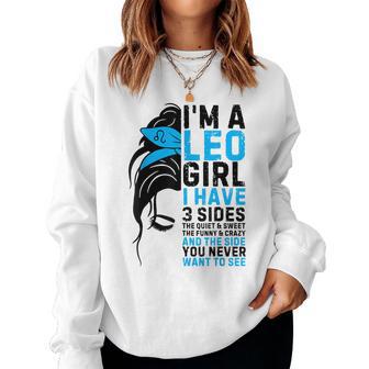 Leo Girl July August Birthday Leo Zodiac Sign Messy Bun Women Sweatshirt - Monsterry