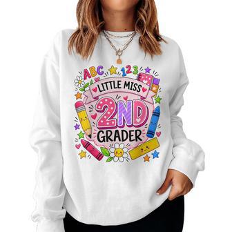 Little Miss 2Nd Grade Cute First Day Of Second Grade Girls Women Sweatshirt - Thegiftio UK