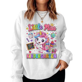 Little Miss Kindergarten Unicorn First Day Of School Girls Women Sweatshirt - Thegiftio UK