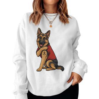 I Love Mom Tattoed Dog Mama German Shepherd Dog Owner Lover Women Sweatshirt - Thegiftio UK