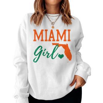 Miami Girl Cute Heart Map Shape Women Sweatshirt - Thegiftio UK