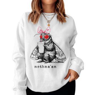 Mothma'am Mothman Drinking Coffee Cryptid Meme Women Sweatshirt - Thegiftio UK