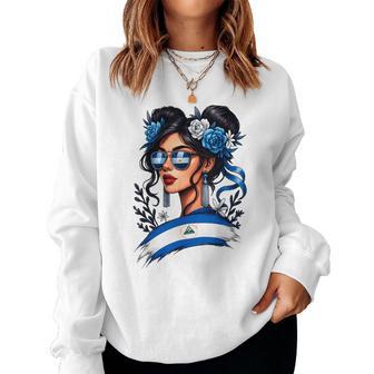 Nicaraguan Girl Messy Bun Hispanic Heritage Month Women Women Sweatshirt - Thegiftio UK