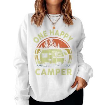 One Happy Camper Mom Dad Rv Camping Toddler Dada Retro Women Sweatshirt - Thegiftio UK