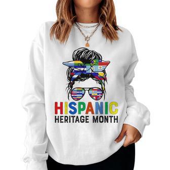 Hispanic Heritage Month Messy Bun Girls Latina Women Sweatshirt - Thegiftio UK