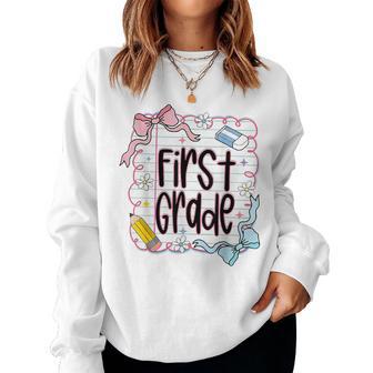 Preppy Back To School First Day Of School 1St Grade Teacher Women Sweatshirt - Thegiftio UK