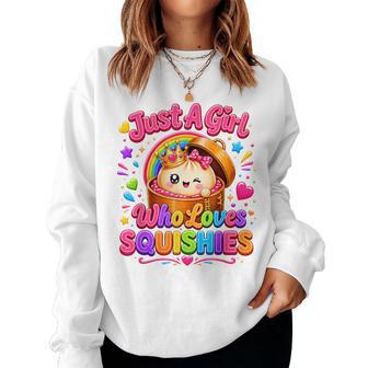 Preppy Just A Girl Who Loves Squishies Cute Girls Kids Women Sweatshirt - Thegiftio UK