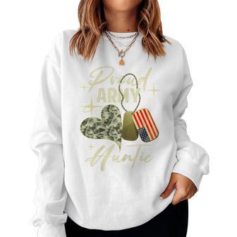 Proud Army Auntie Camouflage Mother's Day Dog Tag Us Flag For Women Women Sweatshirt | Seseable UK