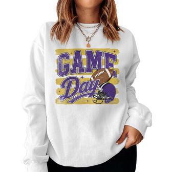 Purple & Gold Game Day Team High School Football Cheer Mom Women Sweatshirt - Thegiftio UK