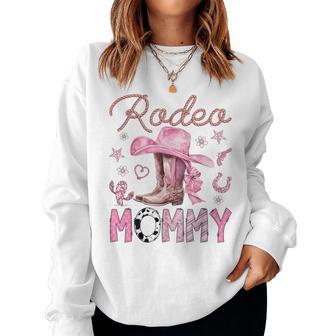 Rodeo Mommy Pink Cowgirl Coquette Boots Birthday Girl Women Sweatshirt - Thegiftio UK
