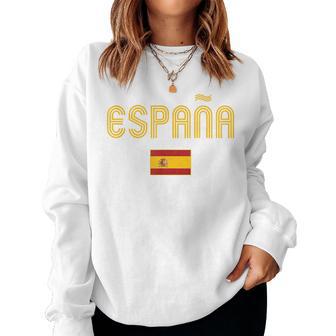 Spain Flag Vintage Espana Pride Spanish Kids Red Women Sweatshirt - Thegiftio UK