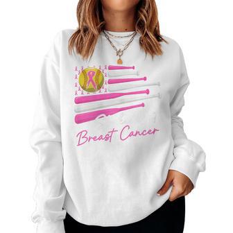Strike Out Breast Cancer Softball Fight Awareness Women Women Sweatshirt - Thegiftio UK