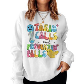 Takin Calls Preventin Falls Socks Nurse Fall Risk Women Sweatshirt - Thegiftio UK