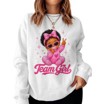 Team Girl Coquette Bow Baby Announcement Gender Reveal Party Women Sweatshirt - Thegiftio UK