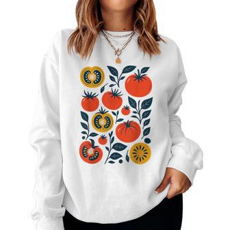 Tomato Graphic Cottagecore Garden Tomato Pattern Women Sweatshirt - Thegiftio UK