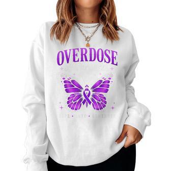 I Wear Purple Overdose Awareness Butterfly Ribbon Women Sweatshirt - Thegiftio UK