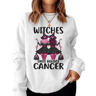 Witches Unite Against Cancer Halloween Breast Cancer Women Women Sweatshirt - Thegiftio UK
