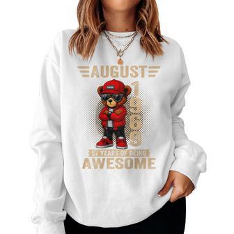オンバック 8月57日 誕生日 男性 女性 1969年 テディベア レディーススウェットシャツ - Kawaiitshirt