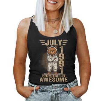 35 Años Julio 1991 Oso De Peluche 35 Cumpleaños Camiseta sin mangas para mujer - Regaloses