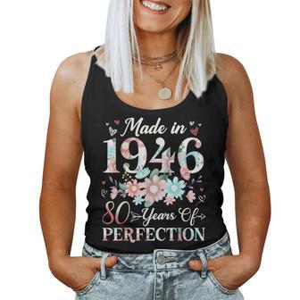 80 Year Old Made In 1946 Floral 80Th Birthday Women Women Tank Top | Seseable UK