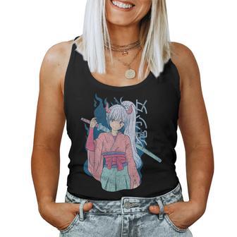 Anime Girl Katana Manga Japón Lindo Kawaii Waifu Retro Camiseta sin mangas para mujer - Regaloses