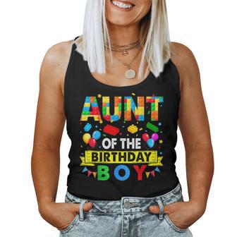 Aunt Of The Birthday Boy Master Builder Blocks Building Women Tank Top - Thegiftio UK