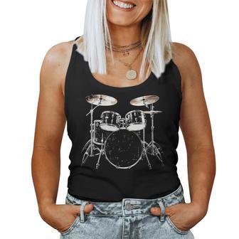 Batería Instrumento Musical Motivo Ilustración Batería Cuello Camiseta sin mangas para mujer - Regaloses