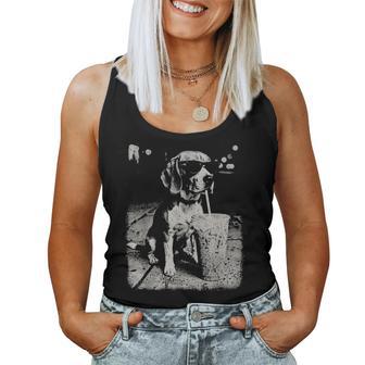 Beagle Drinking Iced Coffee Animal Dog Meme Humor Women Tank Top | Seseable UK
