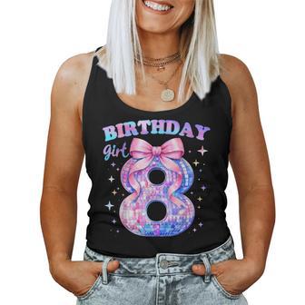Birthday Girl 8 Year Old Disco Theme Party 8Th Bday Bow Kids Women Tank Top | Seseable UK