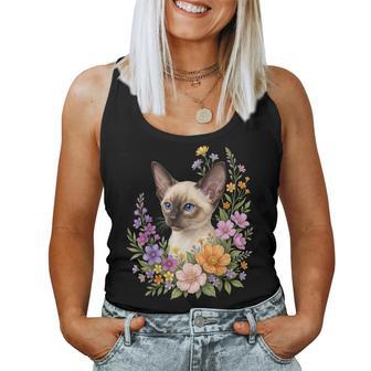 Chatiamois Fleur Floral Mignon Chaton Graphique Débardeur pour femme - Cadeauxyz