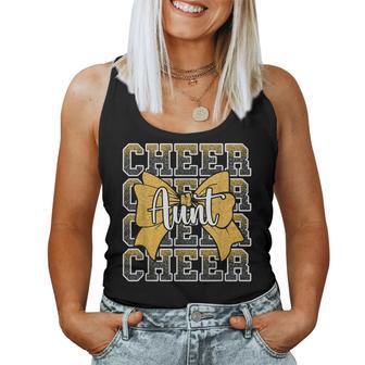 Cheer Aunt Auntie Bow Sport Cheerleader Cheerleading Yellow Women Tank Top | Seseable UK