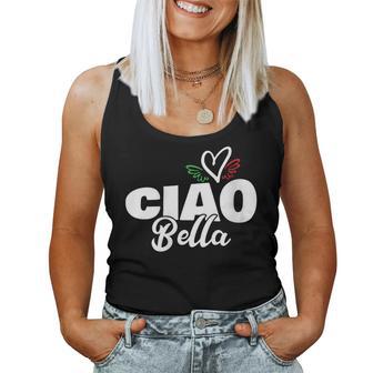 Ciao Bella Hello Hermoso Corazón Italiano Expresión Italia Cuello Camiseta sin mangas para mujer - Regaloses