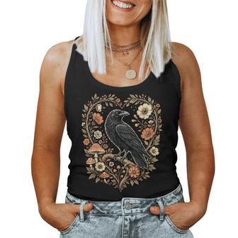 Crow Raven Floral Gothic Nature Women Tank Top | Seseable UK