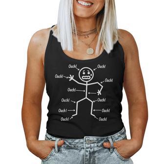 Crying Stickman Ouch Pain Meme Humor Kids Women Tank Top - Monsterry