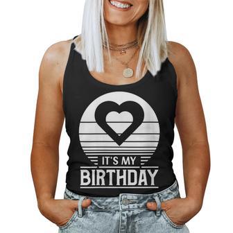 Decoración Retro De Cumpleaños Con Diseño De Corazón Con Texto En Inglés It's My Birthday Cuello Camiseta sin mangas para mujer - Regaloses