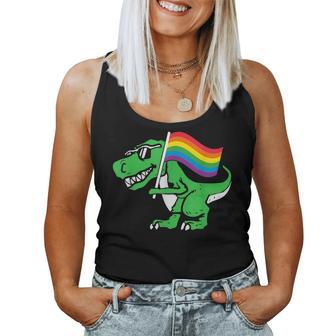 Dinosaure Gay Lgbt-Q T-Rex Rainbow Pride Drapeau Couleur Allié Débardeur pour femme - Cadeauxyz
