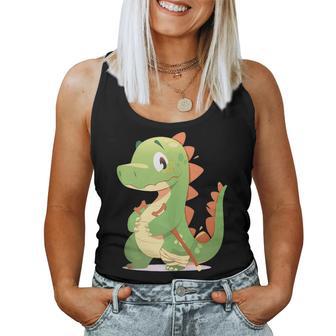 Dinosaurio Con Bastón De Dibujos Animados Para Hombre Niños In Mangas Camiseta sin mangas para mujer - Regaloses