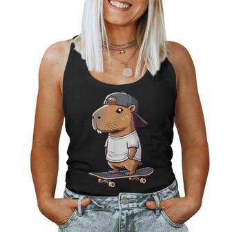 Divertido Capybarakaterkateboard Hip Hop Hombres Es Niños Camiseta sin mangas para mujer - Regaloses