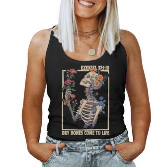 Dry Bones Come To Life Ezekiel 37 Christian Skeleton Floral Women Tank Top | Seseable UK