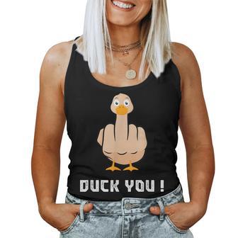 Duck You Duck Lover ひっくり返す鳥 クワック ダッキー 皮肉 レディースタンクトップ - Kawaiitshirt