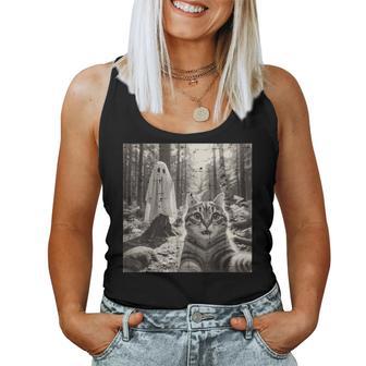 Halloween Tabby Cat Ghost Sheet Selfie Costume Kid Women Tank Top | Seseable UK