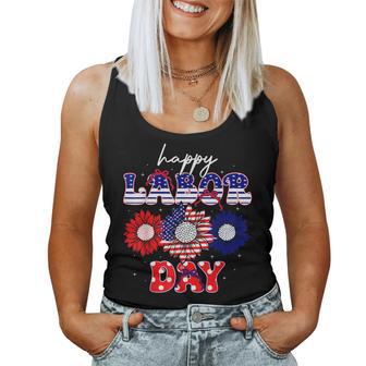 Happy Labor Day American Flag Patriotic Sunflower Women Women Tank Top | Seseable UK
