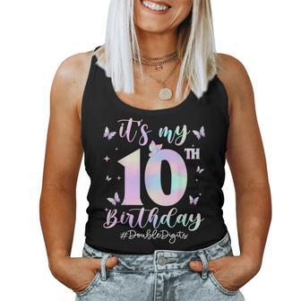 It's My 10Th Birthday Girl Butterfly Coloful 10 Year Old Women Tank Top - Thegiftio UK
