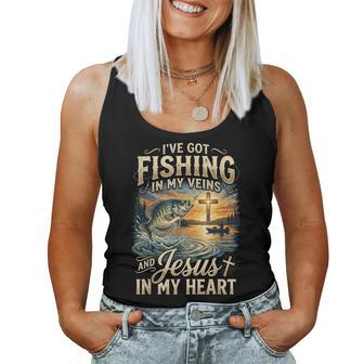 I've Got Fishing In My Veins Jesus In My Heart Christian Women Tank Top - Monsterry